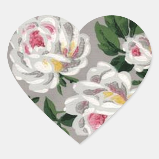Vintage White Roses on Grey - Sticker (Front)