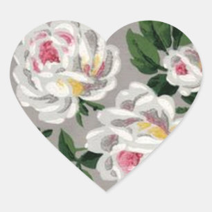 Vintage White Roses on Grey - Sticker