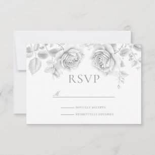 Vintage White Roses Wedding RSVP Card
