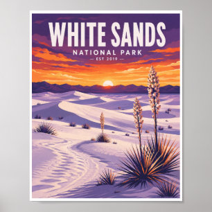 Vintage White Sands National Park Travel Poster