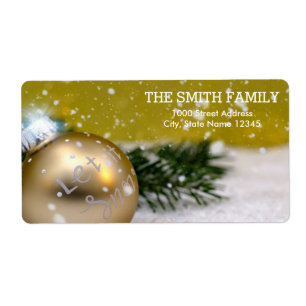 Vintage White Snow Glitter Christmas Holiday Label