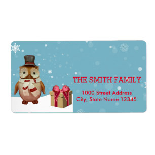 Vintage White Snow Glitter Christmas Holiday Label