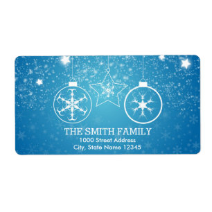 Vintage White Snow Glitter Christmas Holiday Label