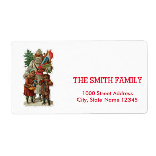 Vintage White Snow Glitter Christmas Holiday Label