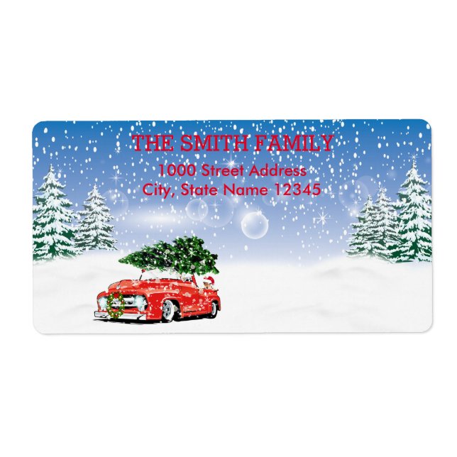 Vintage White Snow Glitter Christmas Tree Holiday (Front)