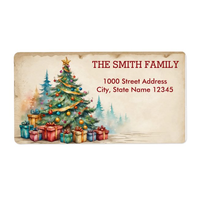 Vintage White Snow Glitter Christmas Tree Holiday (Front)