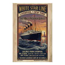 Vintage White Star Line Olympic & Titanic Poster