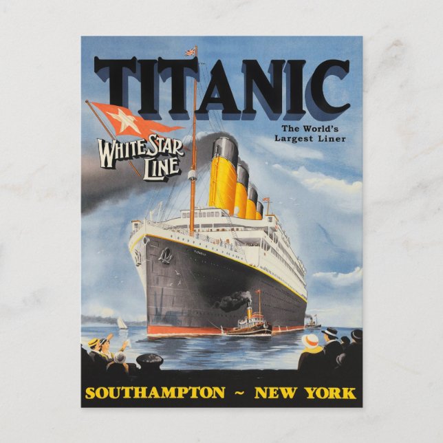Vintage White Star Line Titanic Ad Postcard (Front)