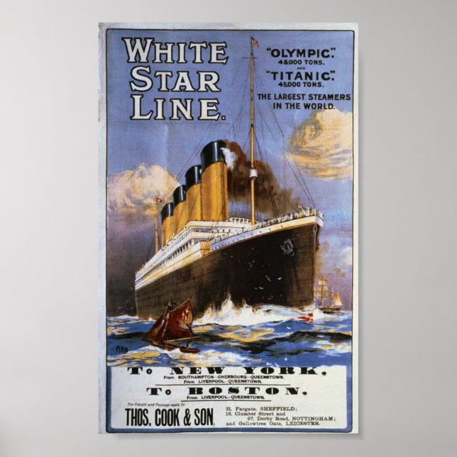 Vintage White Star Line Travel Poster (Front)