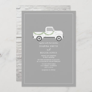 Vintage White Truck Wedding Invitation