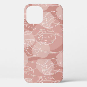 Vintage White Tulips Pink Background iPhone 12 Case