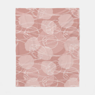 Vintage White Tulips Pink Background Fleece Blanket