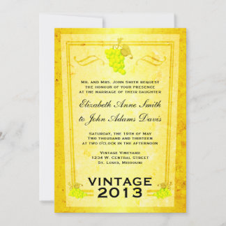 Vintage White Wine Wedding Invitation