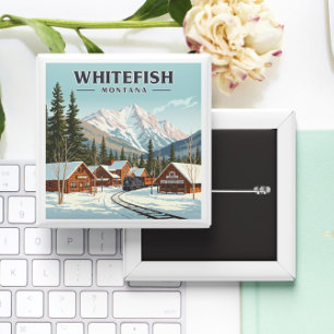 Vintage Whitefish Montana 15 Cm Square Badge