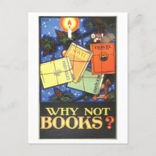 Vintage "Why Not Books?" Christmas Gift Poster Postcard