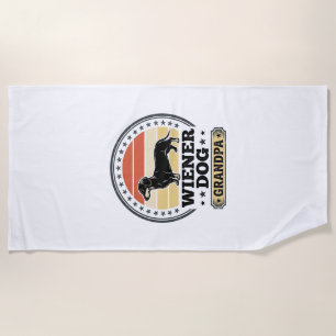 Vintage Wiener Dog Grandpa Dachshund Shirt Design_ Beach Towel