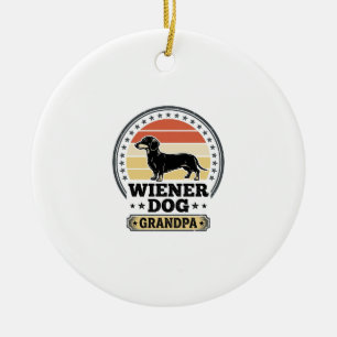 Vintage Wiener Dog Grandpa Dachshund Shirt Design_ Ceramic Tree Decoration