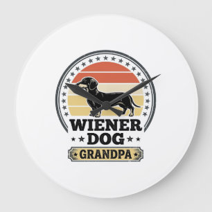 Vintage Wiener Dog Grandpa Dachshund Shirt Design_ Large Clock
