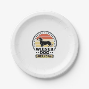 Vintage Wiener Dog Grandpa Dachshund Shirt Design_ Paper Plate