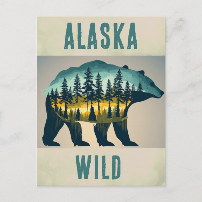 Vintage Wild Alaska Bear Travel Postcard (Front)