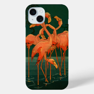 Vintage Wild Animal Birds, Tropical Pink Flamingos iPhone 15 Mini Case