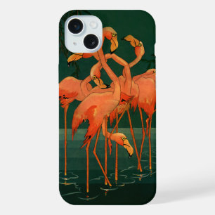 Vintage Wild Animal Birds, Tropical Pink Flamingos iPhone 15 Plus Case