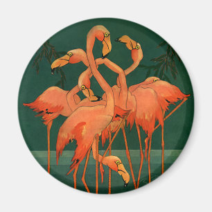 Vintage Wild Animal Birds, Tropical Pink Flamingos Magnet