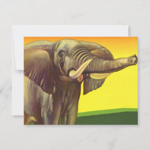 Vintage Wild Animals, African Elephant with Sunset