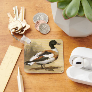 Vintage Wild Animals Birds, Mallard Duck Key Ring