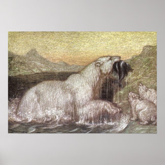 Vintage Wild Animals, Polar Bears by Louis Sargent Poster