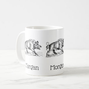 Vintage Wild Boar Drawing BW #2 Coffee Mug