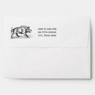 Vintage Wild Boar Drawing BW #2 Envelopes