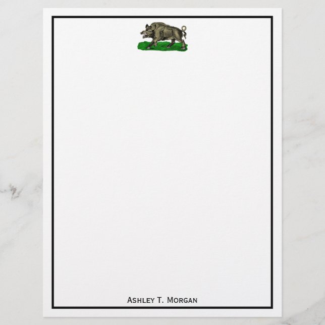 Vintage Wild Boar Drawing BW #3C (Front)