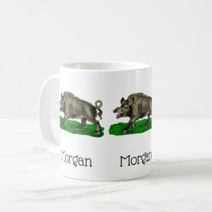 Vintage Wild Boar Drawing BW #3C Coffee Mug