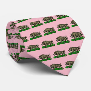 Vintage Wild Boar Drawing BW #3C Tie