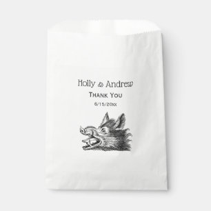 Vintage Wild Boar Head Drawing BW Favour Bags