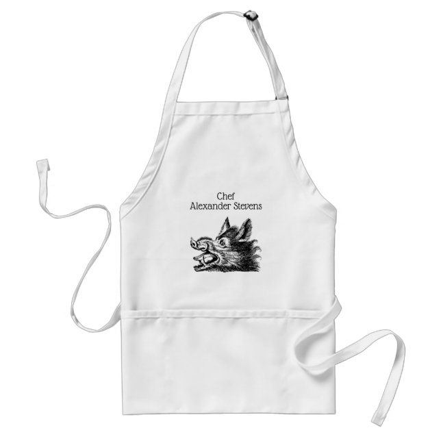 Vintage Wild Boar Head Drawing BW Standard Apron (Front)