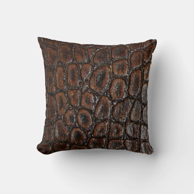 vintage wild crocodile brown alligator leather cushion (Front)