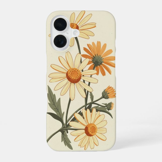 Vintage Wild Daisies iPhone 16 Case (Back)