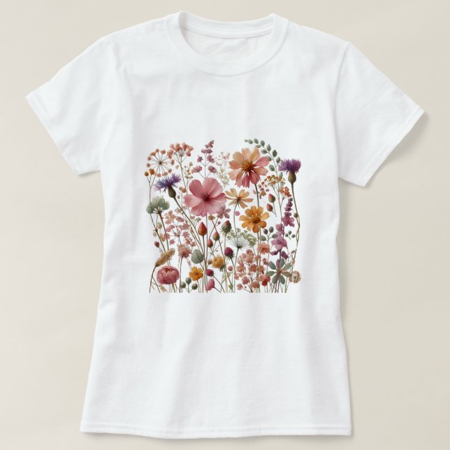 Vintage Wild Flowers T-Shirt (Design Front)