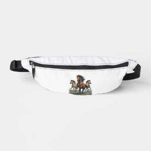 Vintage Wild Horses Running Western Vector Shirt_1 Bum Bags