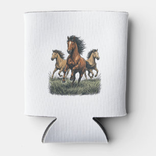 Vintage Wild Horses Running Western Vector Shirt_1 Can Cooler