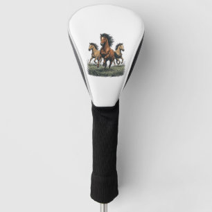 Vintage Wild Horses Running Western Vector Shirt_1 Golf Head Cover
