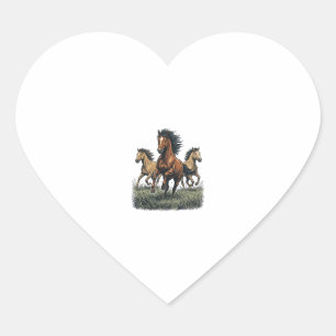 Vintage Wild Horses Running Western Vector Shirt_1 Heart Sticker