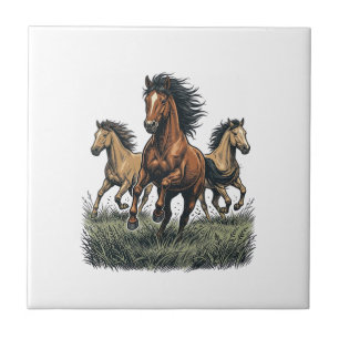 Vintage Wild Horses Running Western Vector Shirt_1 Tile