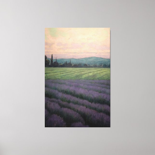 Vintage Wild Lavender: Oil Painting on Canvas Print (Front)