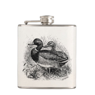 Vintage Wild Mallard Ducks Personalised Template Hip Flask