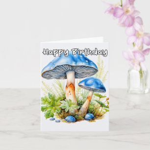 Vintage Wild Mushroom Illustration Birthday Card