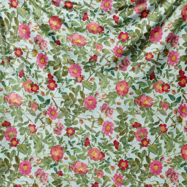 Vintage Wild Rose Fleece Blanket in Soft Mint (Creator Uploaded)