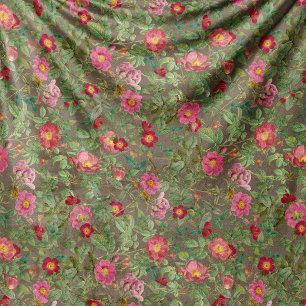 Vintage Wild Rose Fleece Blanket in Taupe Sage